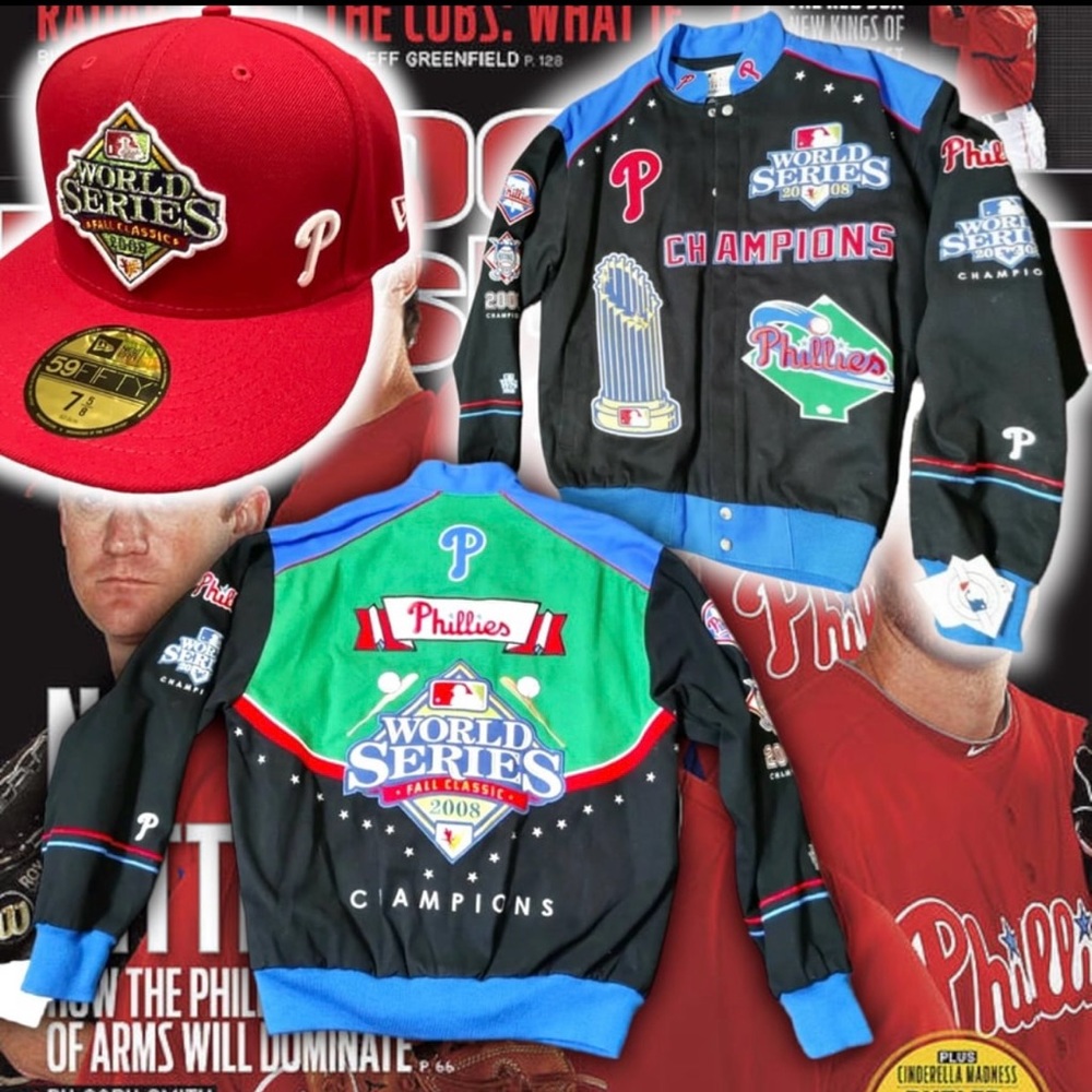 💎ViNTaGe💎 PHiLaDeLPHia PHiLLieS 🏐 WoRLD 🌎 CHaMPs 🏆🏆 JaCKeT🧥